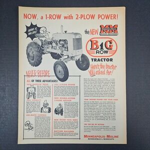 1953 Minneapolis-Moline Modern Machinery BG 1 Row Tractor Vintage Print Ad Shop‎
